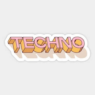 Techno - Typography - Pink Sticker